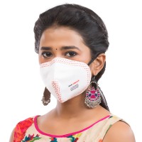Best mask produced for a common Man | Washable | Reusable with superior protection & comfort |Armour  White  with red dots